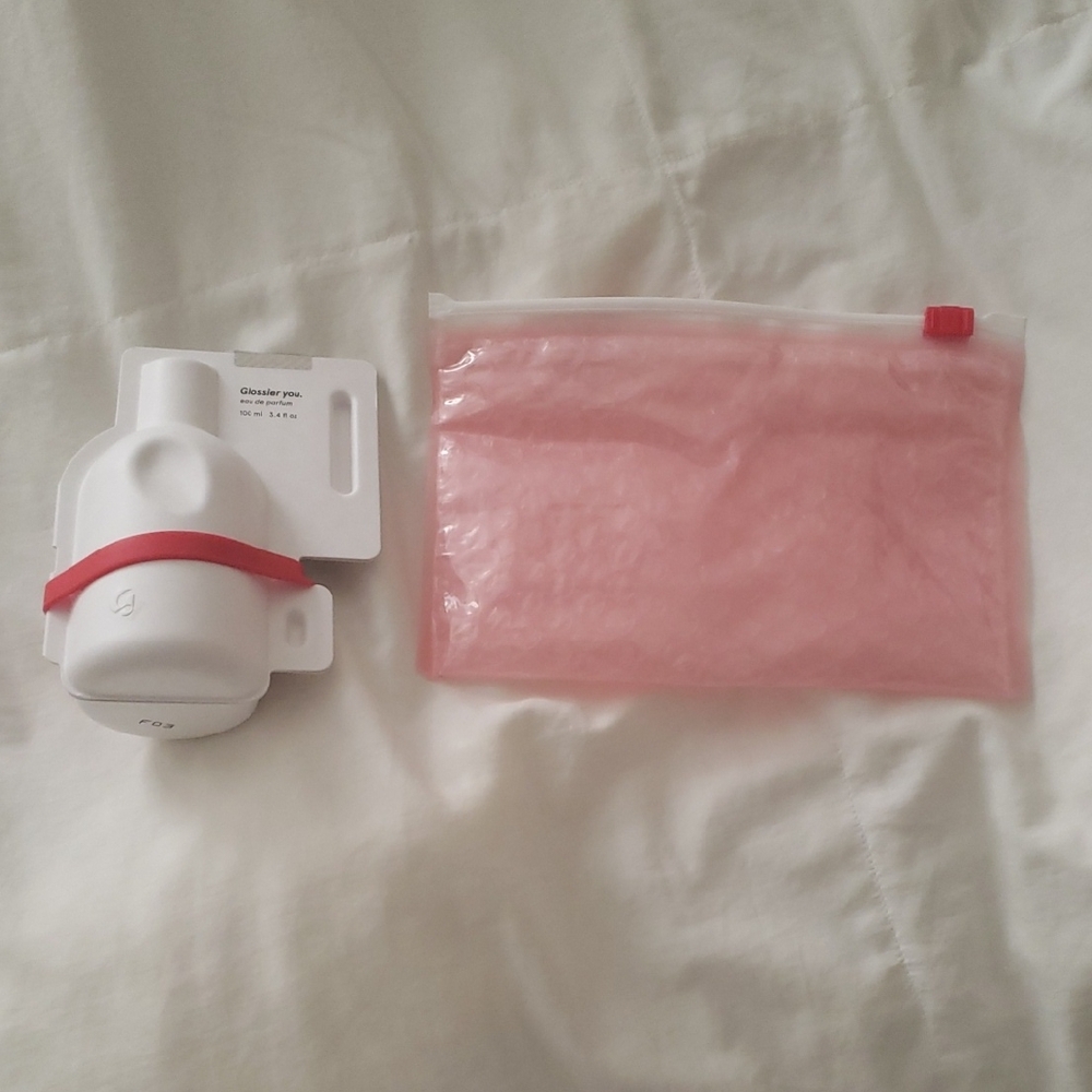Glossier pink pouch & Empty Cardboard Cover